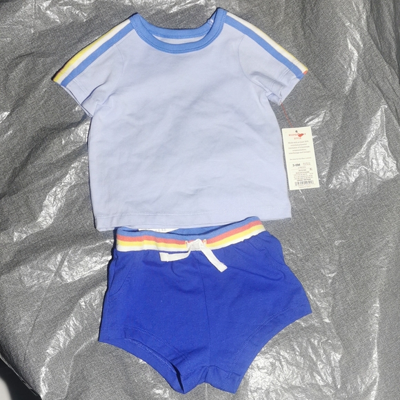 CAT & JACK 3 - 6 month t shirt, short set New NWT Blue, yellow white SUMMER - Picture 1 of 16
